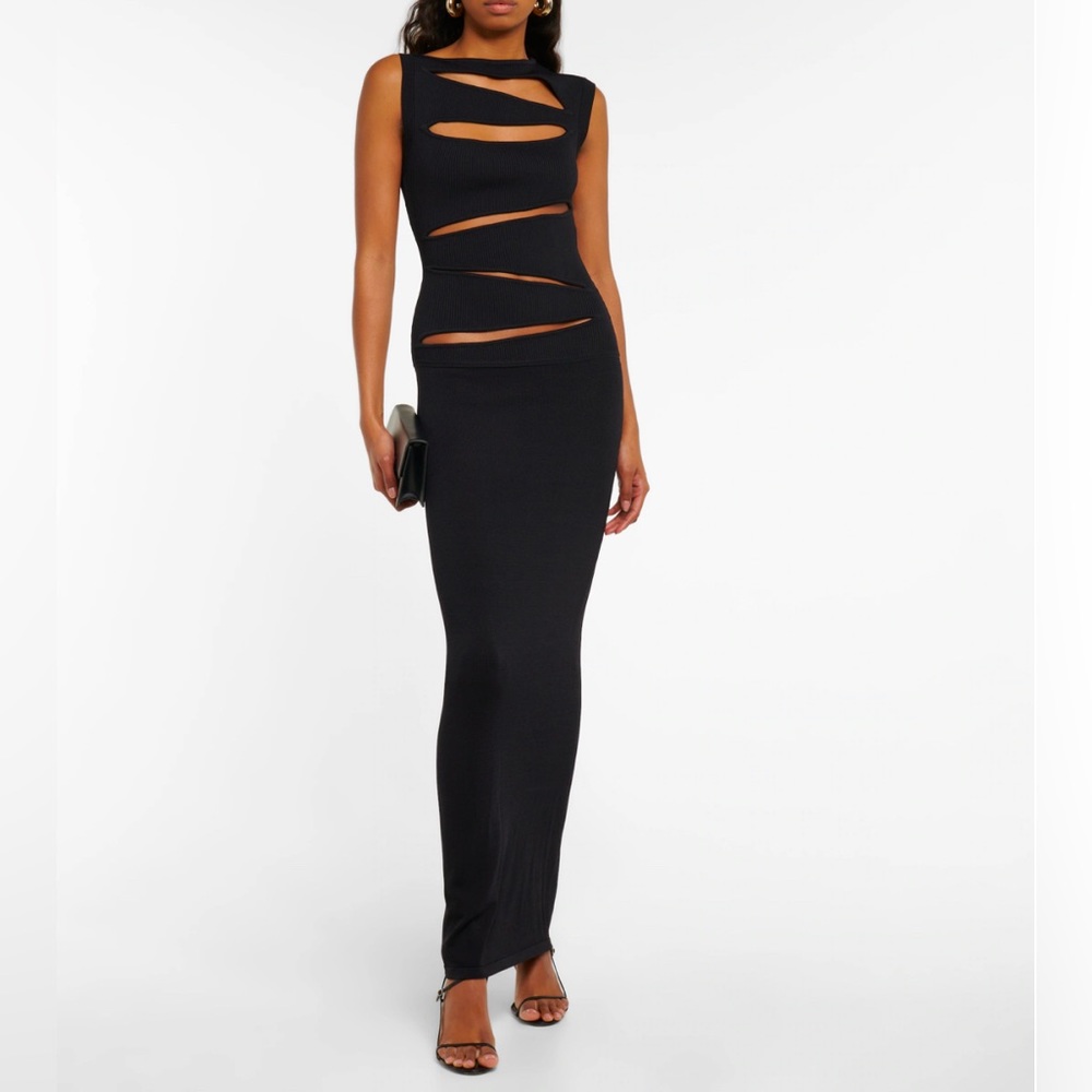 Christopher Esber Black Slash Dress Cut Out Maxi Sleeveless Long Midi Knit